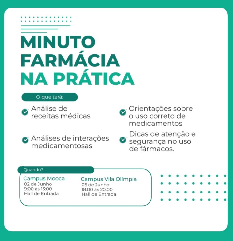Projeto Minuto Farmácia na Prática com estudantes e professores do curso de Farmácia